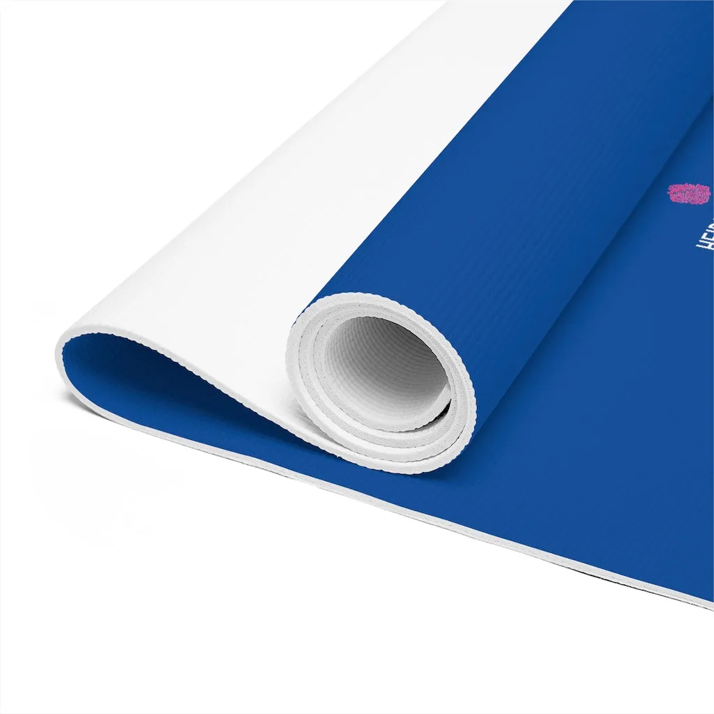 Navy Blue Foam Yoga Mat, Dark Blue Solid Color Best Lightweight 0.25" thick Mat - Printed in USA (Size: 24″x72")