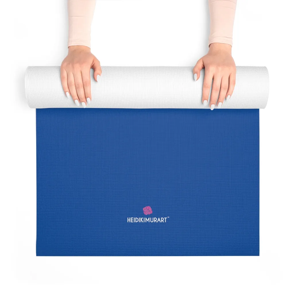 Navy Blue Foam Yoga Mat, Dark Blue Solid Color Best Lightweight 0.25" thick Mat - Printed in USA (Size: 24″x72")