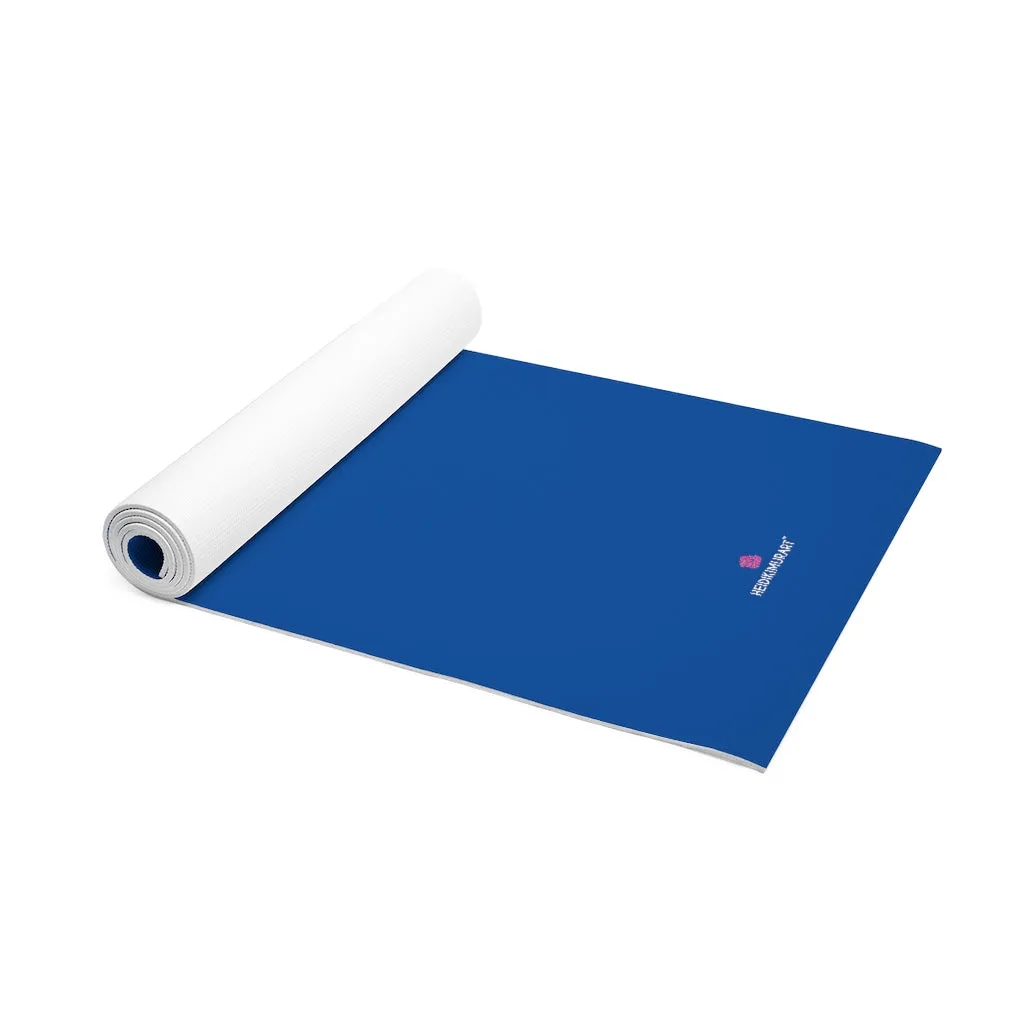 Navy Blue Foam Yoga Mat, Dark Blue Solid Color Best Lightweight 0.25" thick Mat - Printed in USA (Size: 24″x72")