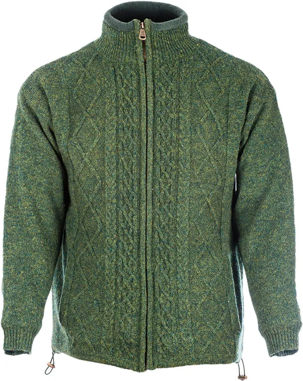 New Wool Aran Lined Zipper Cardigan