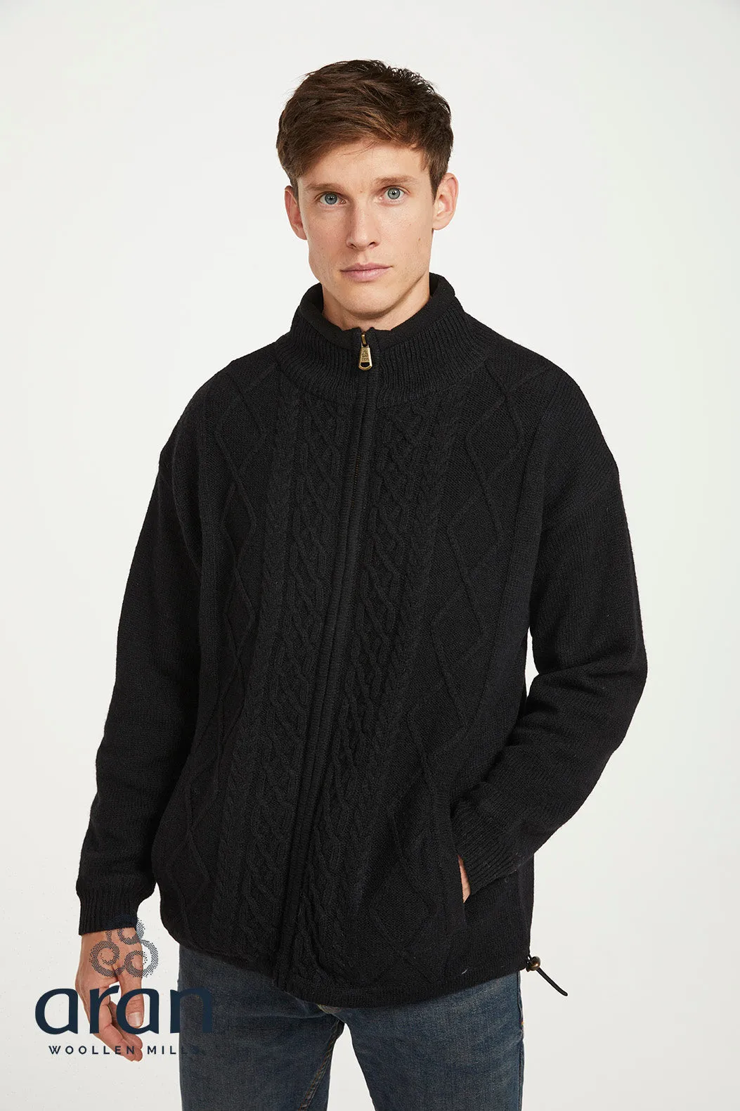 New Wool Aran Lined Zipper Cardigan