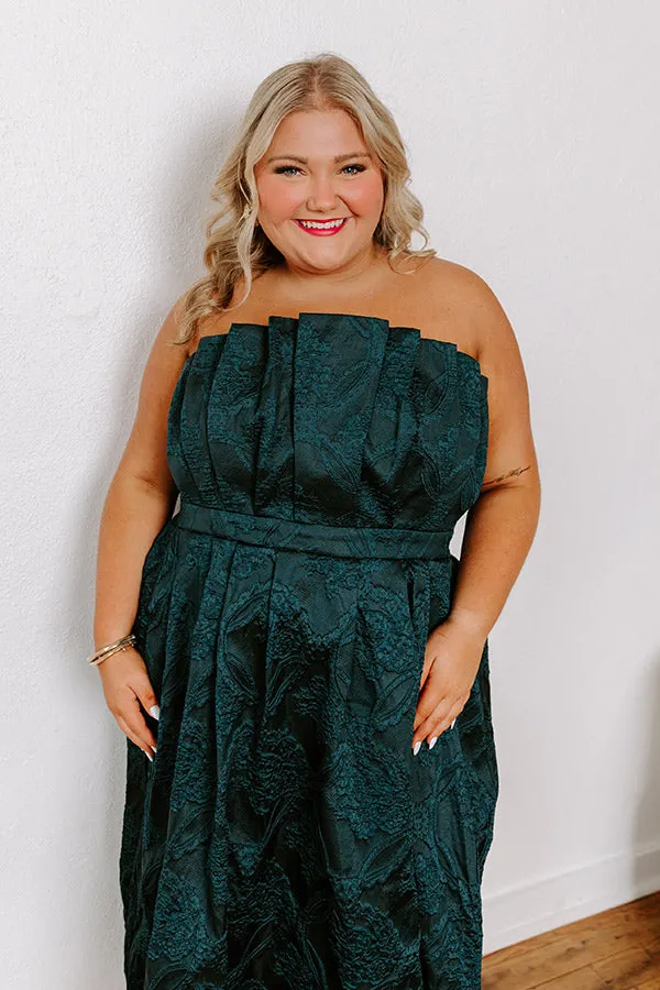 Night At The Gala Jacquard Midi in Dark Hunter Green Curves