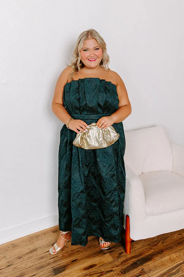 Night At The Gala Jacquard Midi in Dark Hunter Green Curves