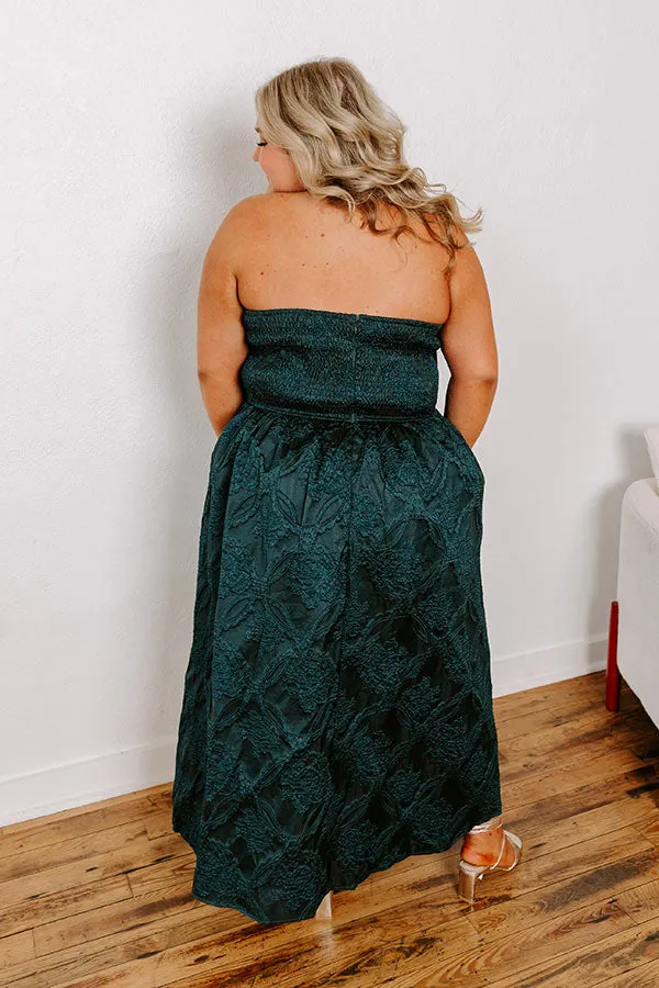 Night At The Gala Jacquard Midi in Dark Hunter Green Curves