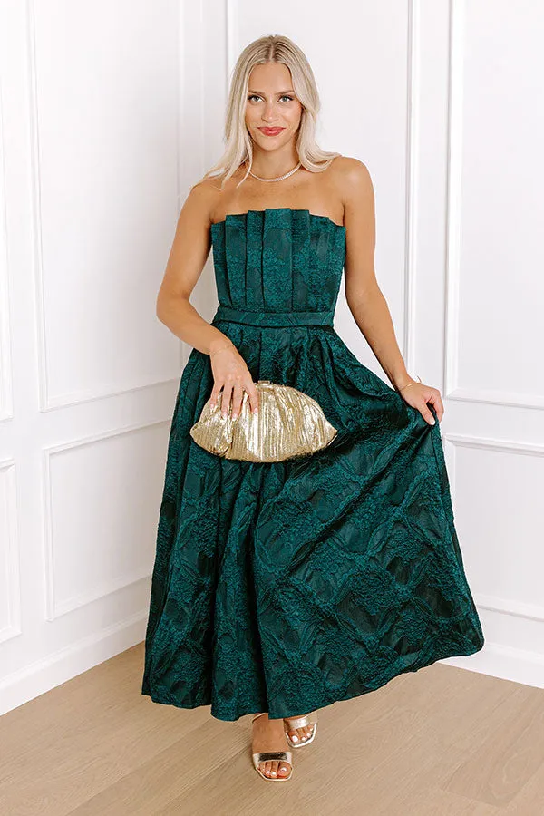 Night At The Gala Jacquard Midi in Dark Hunter Green