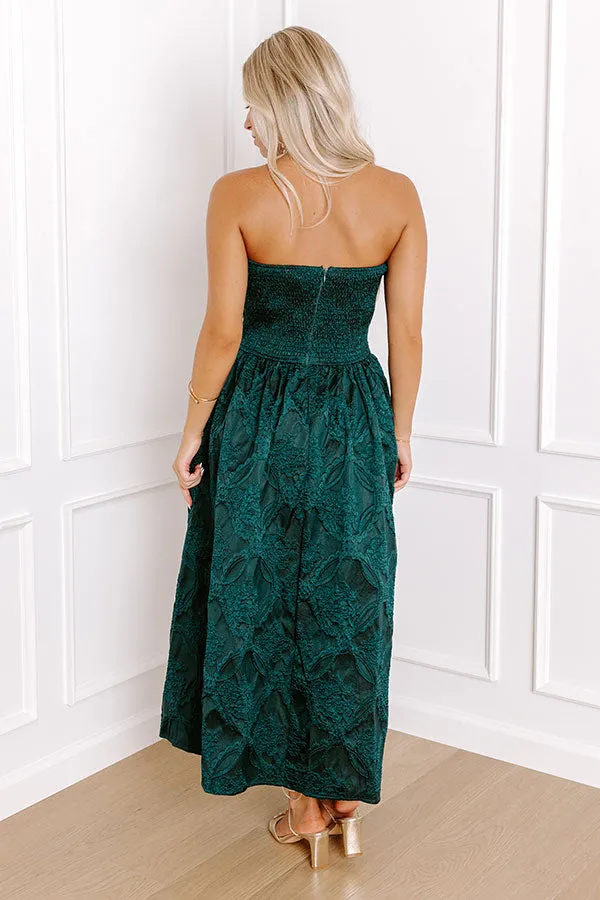 Night At The Gala Jacquard Midi in Dark Hunter Green