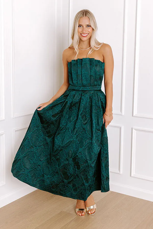 Night At The Gala Jacquard Midi in Dark Hunter Green