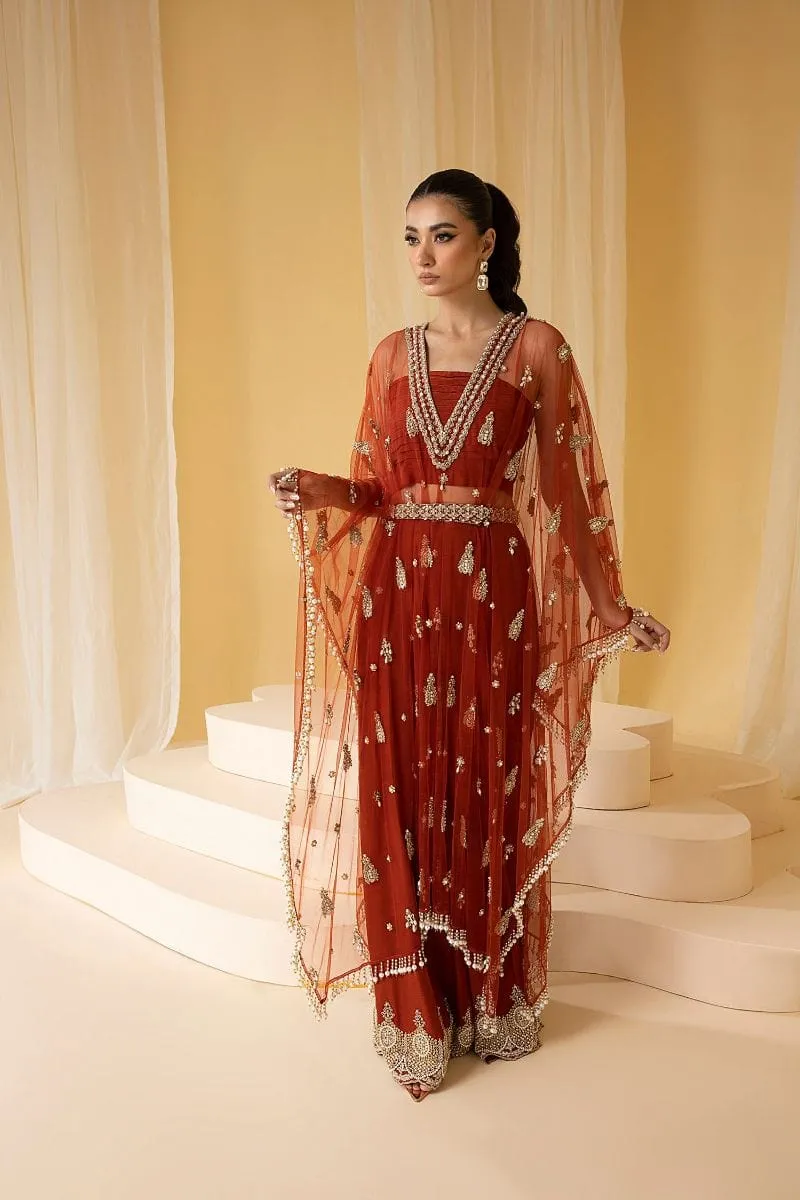 Nuriyaa - EDEN - Net Silk - Rust - 3 Piece