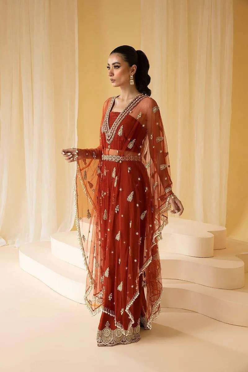 Nuriyaa - EDEN - Net Silk - Rust - 3 Piece