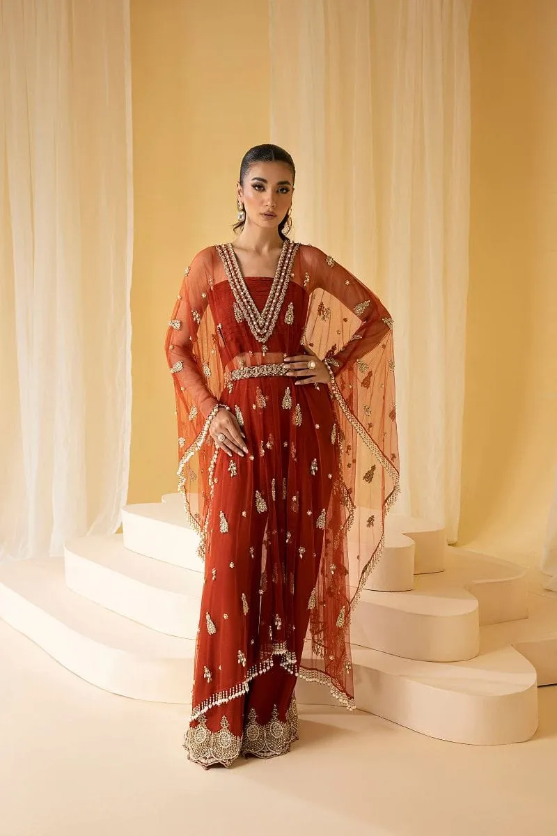 Nuriyaa - EDEN - Net Silk - Rust - 3 Piece