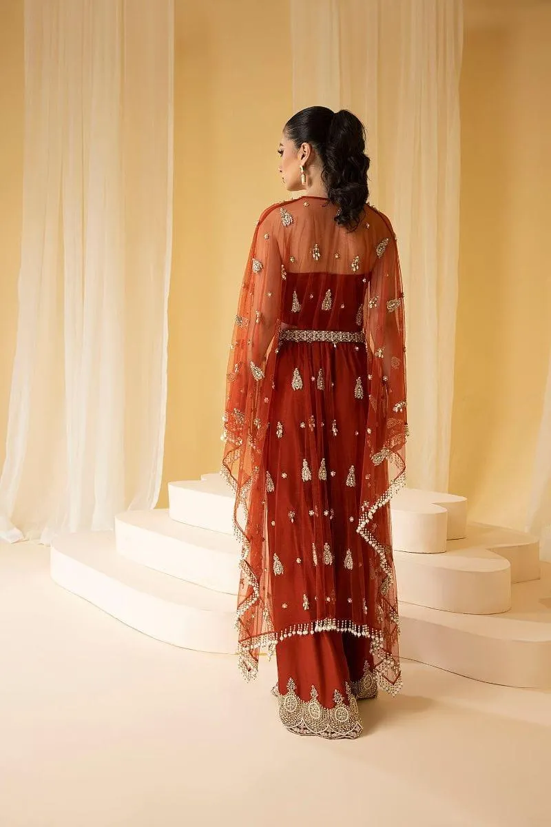 Nuriyaa - EDEN - Net Silk - Rust - 3 Piece