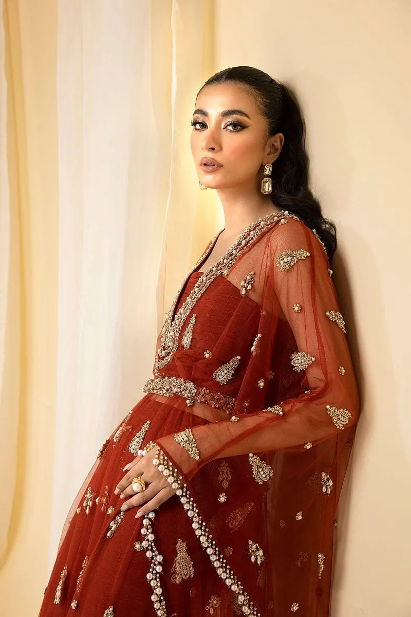 Nuriyaa - EDEN - Net Silk - Rust - 3 Piece