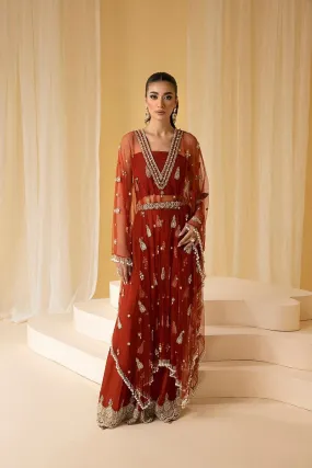 Nuriyaa - EDEN - Net Silk - Rust - 3 Piece