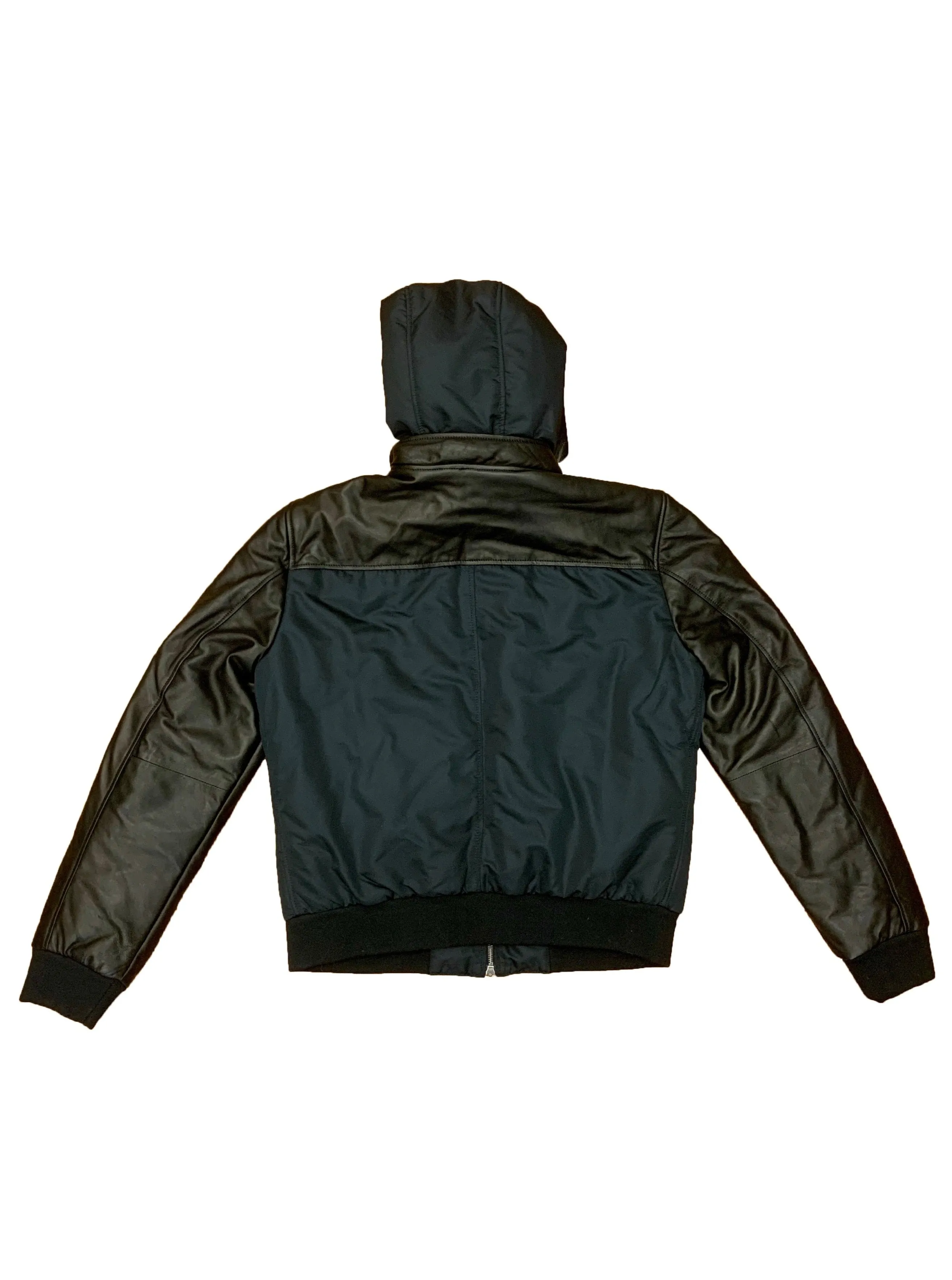 Nylon Bomber Hoodie with fur