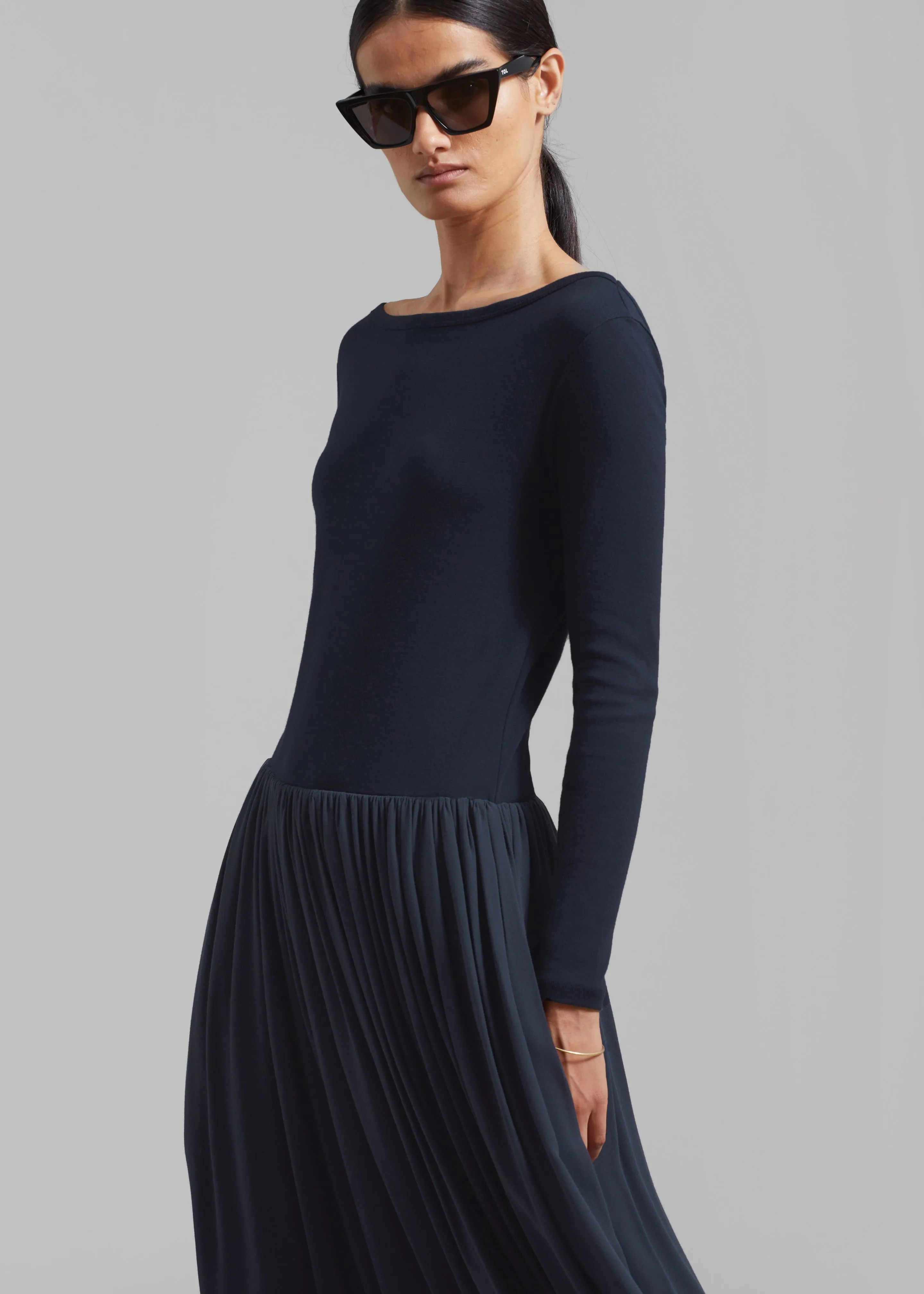 Odette Gathered Skirt Maxi Dress - Navy