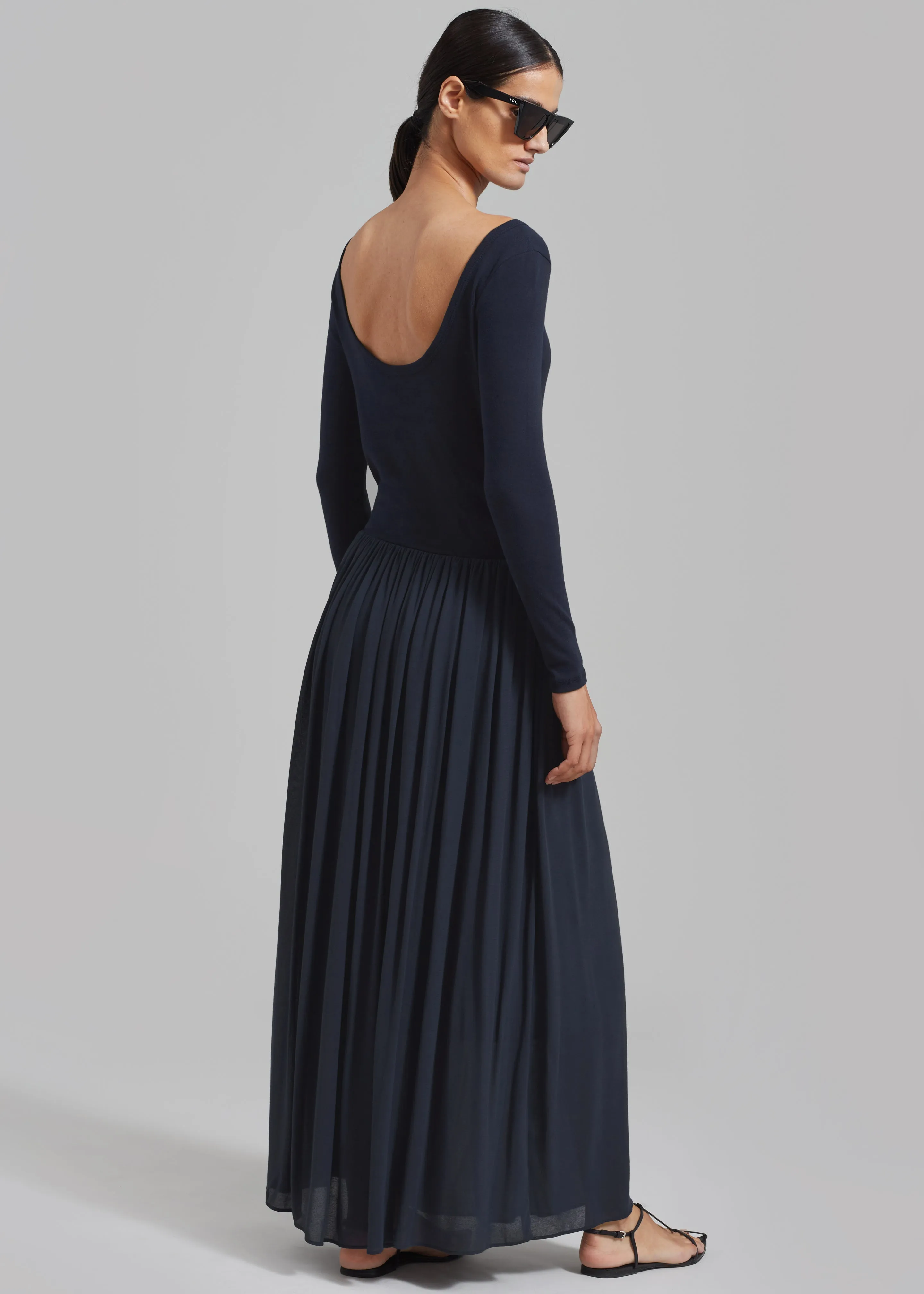 Odette Gathered Skirt Maxi Dress - Navy