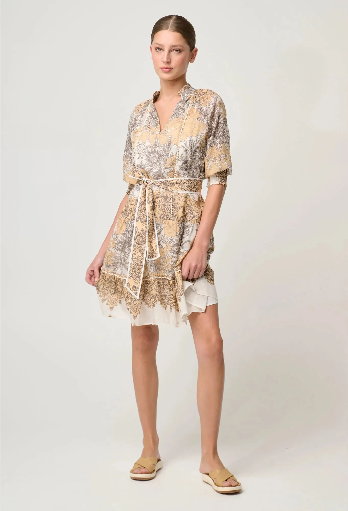 ONCE WAS - Sanibel Cotton Silk Dress in Golden Mallow