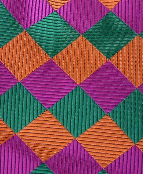 Orange, Pink and Green Harlequin Tie