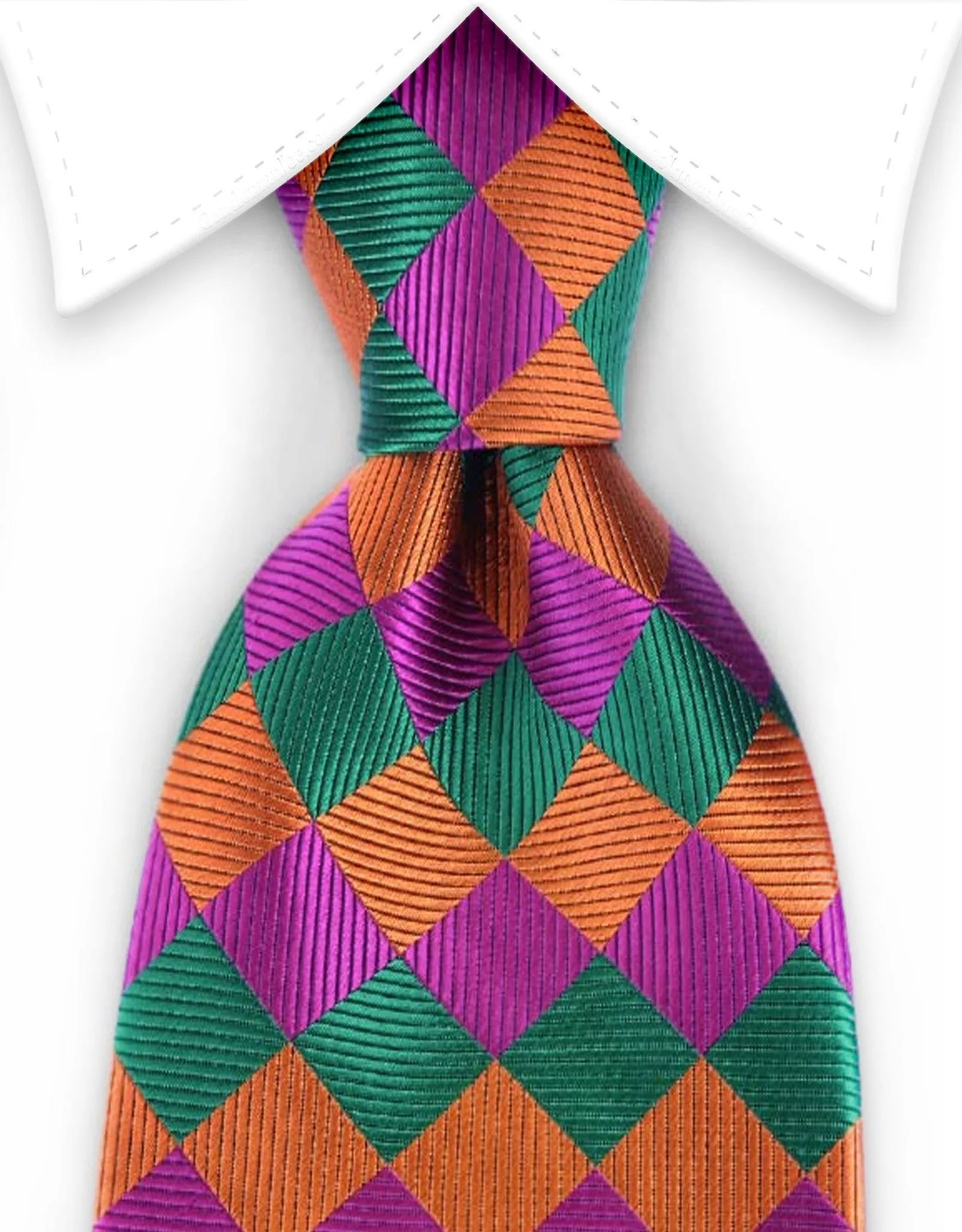 Orange, Pink and Green Harlequin Tie