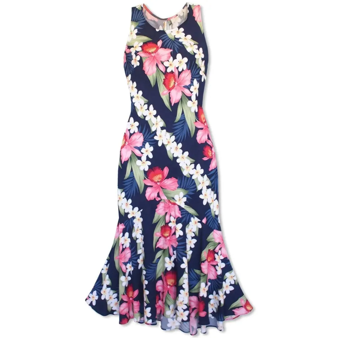 Orchid Play Blue Lehua Hawaiian Dress