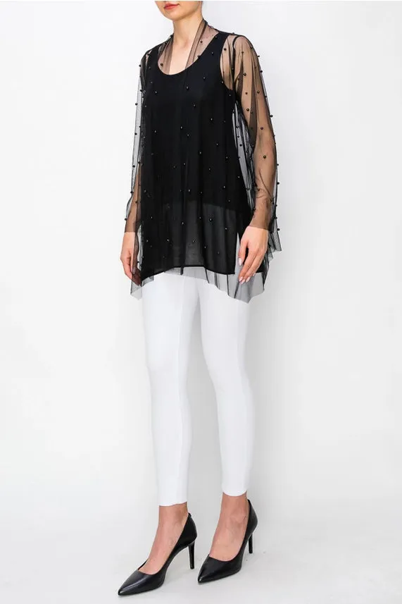 Origami Apparel OLS-4726 Mesh Cardigan with Pearl Details