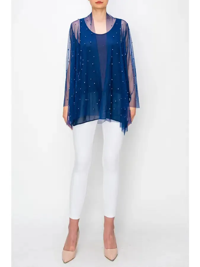 Origami Apparel OLS-4726 Mesh Cardigan with Pearl Details