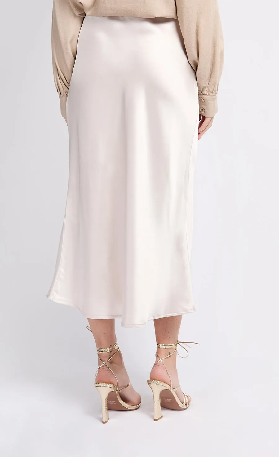 Oyster Satin Midi Skirt by Vogue Williams