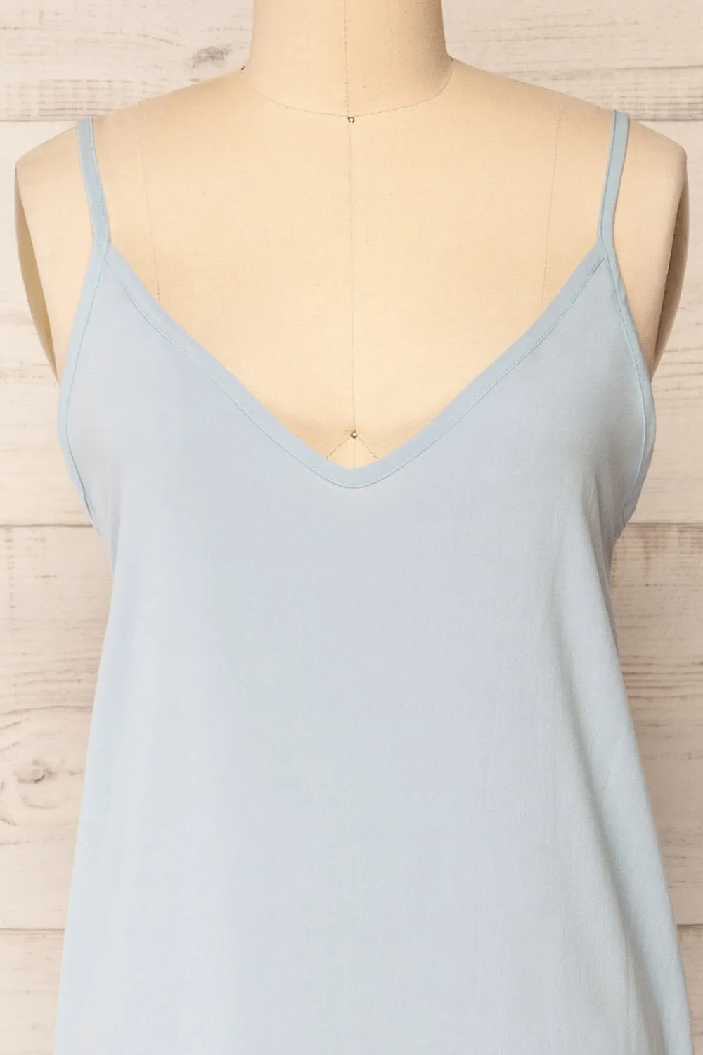 Palmi | Blue V-Neck Midi Slip Dress