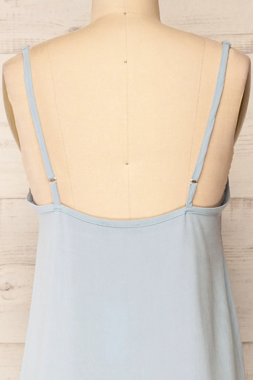 Palmi | Blue V-Neck Midi Slip Dress