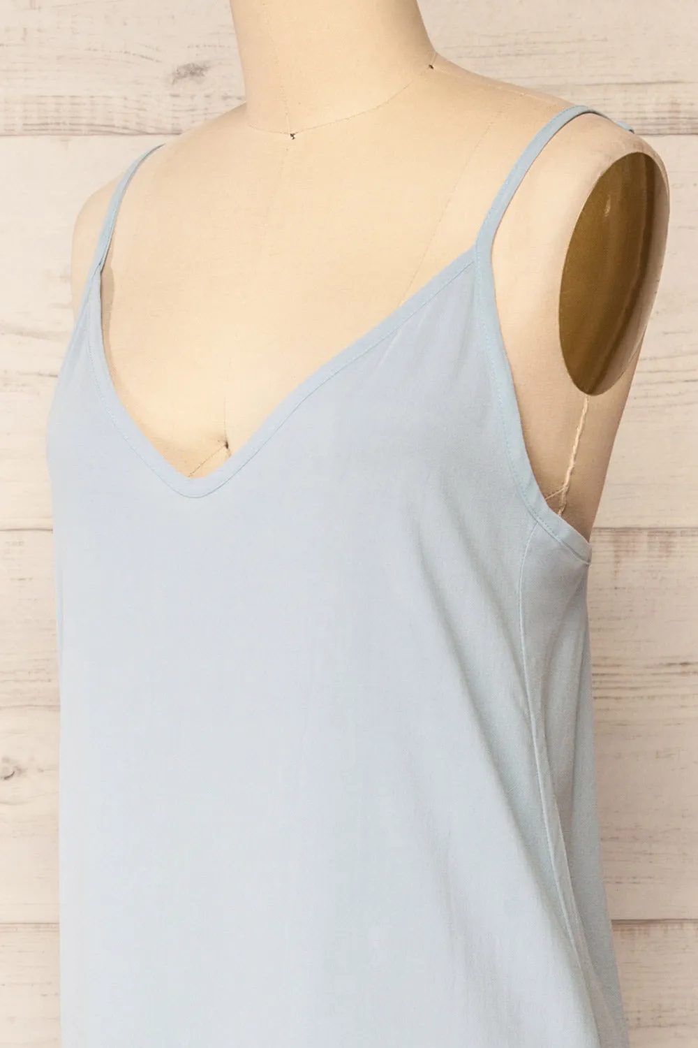 Palmi | Blue V-Neck Midi Slip Dress