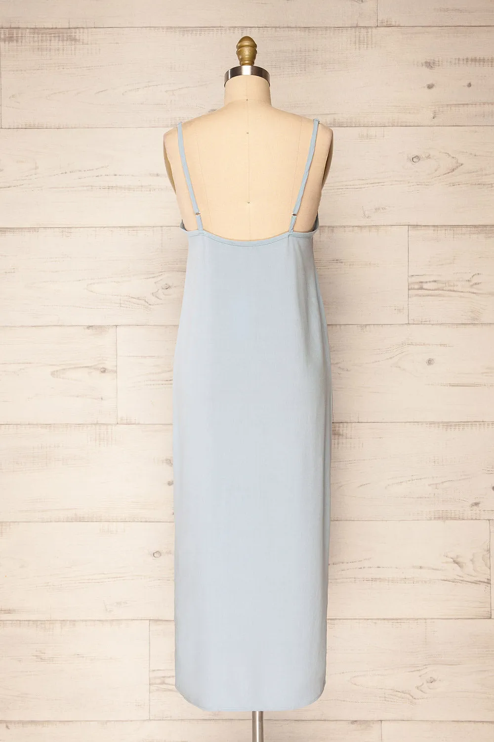 Palmi | Blue V-Neck Midi Slip Dress