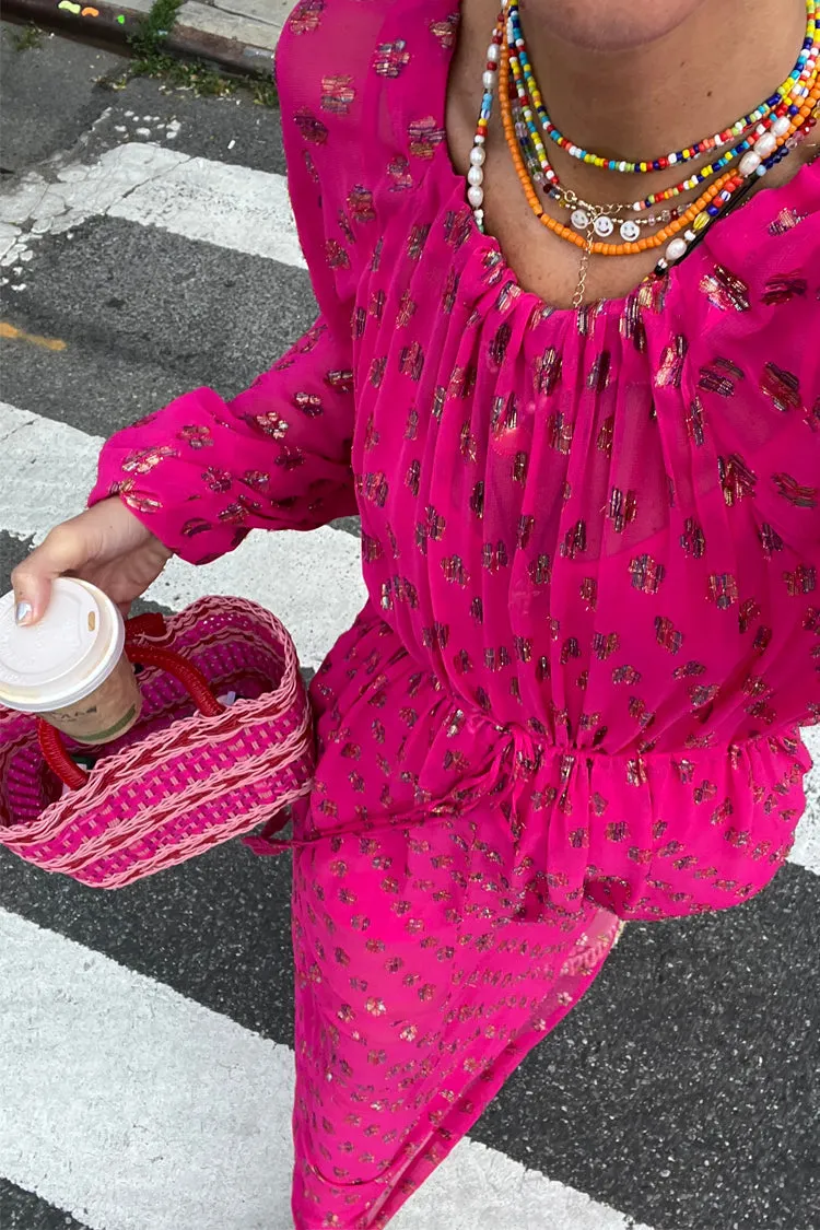 Pink Jacquard Dress