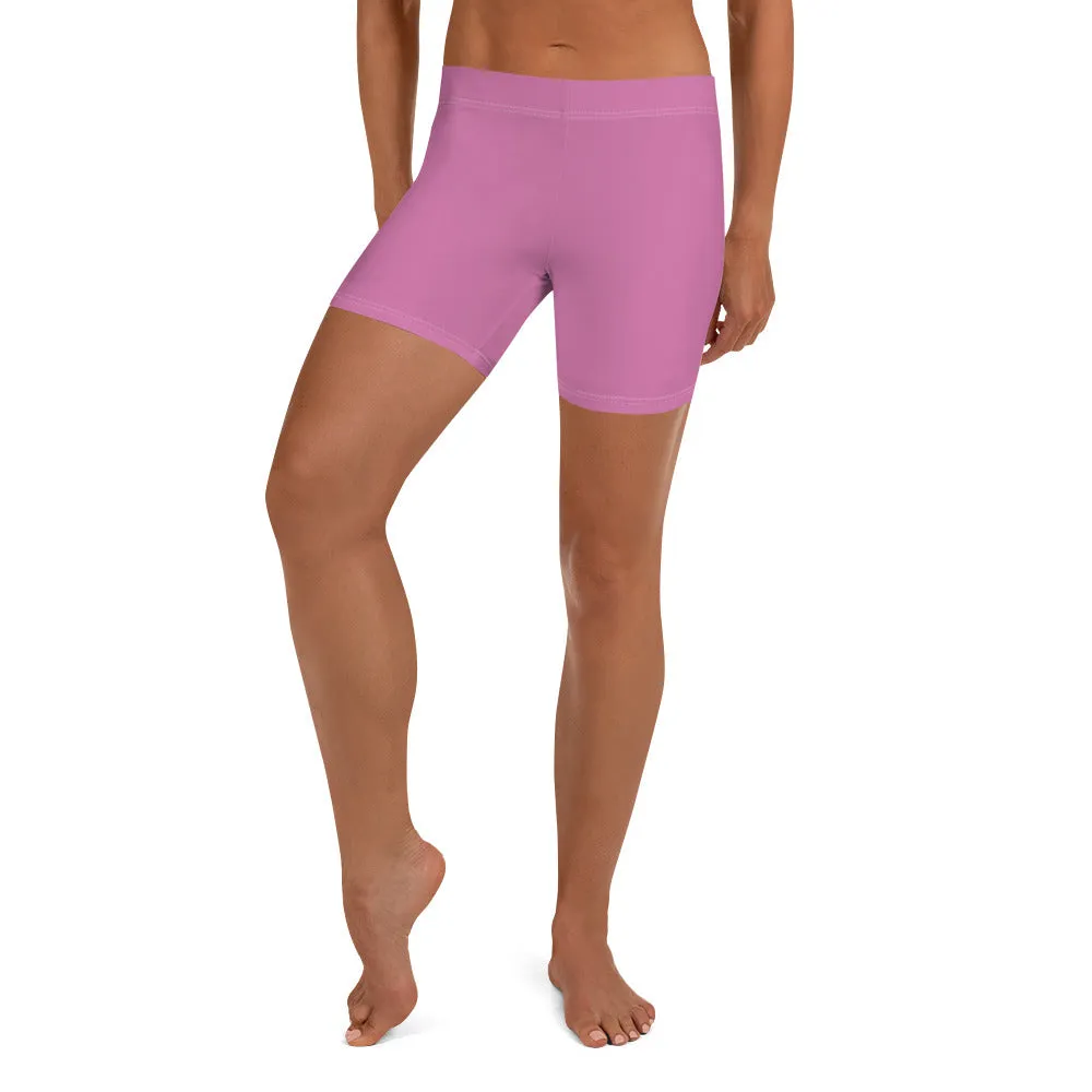 Pink Solid Color Women's Shorts, Cute Pastel Light Pink Ladies' Shorts-Made in USA/EU/MX