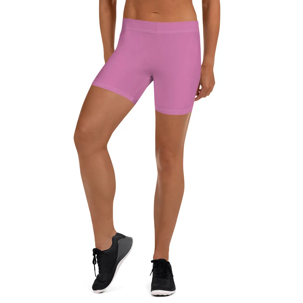 Pink Solid Color Women's Shorts, Cute Pastel Light Pink Ladies' Shorts-Made in USA/EU/MX