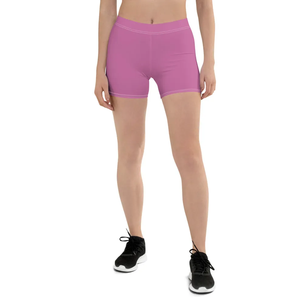 Pink Solid Color Women's Shorts, Cute Pastel Light Pink Ladies' Shorts-Made in USA/EU/MX