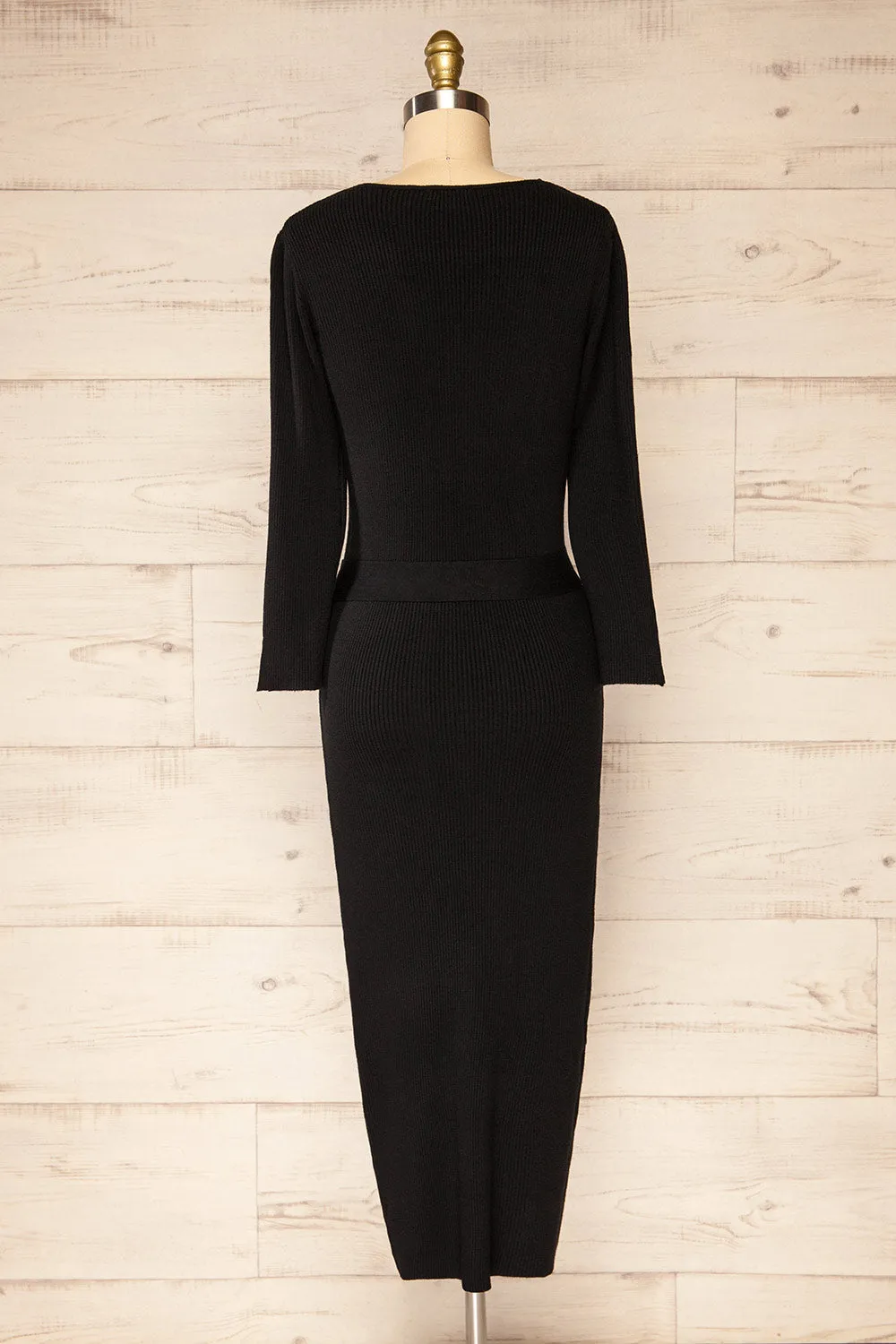 Pirot Black | Long Sleeve Midi Dress