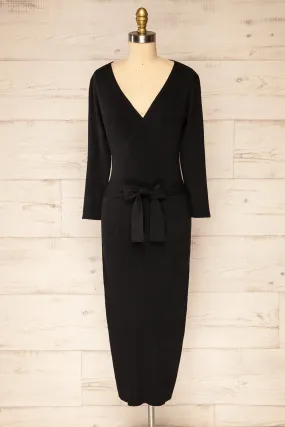 Pirot Black | Long Sleeve Midi Dress