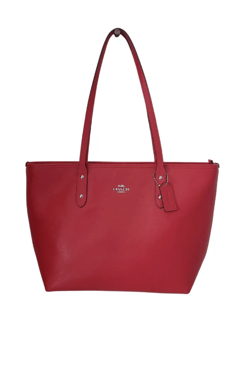 Pre-Loved Treasures - Coach Red Leather Large Zip Tote Bag | Gently Used