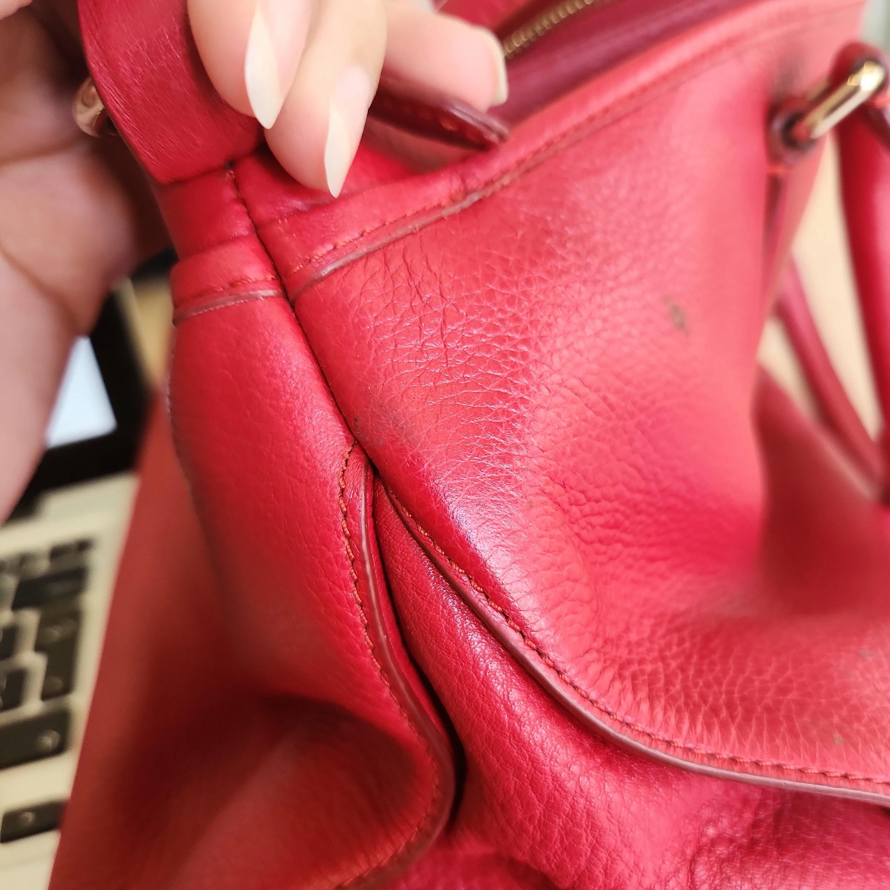 Pre-Loved Treasures - Coach Red Pebbled Leather Tote