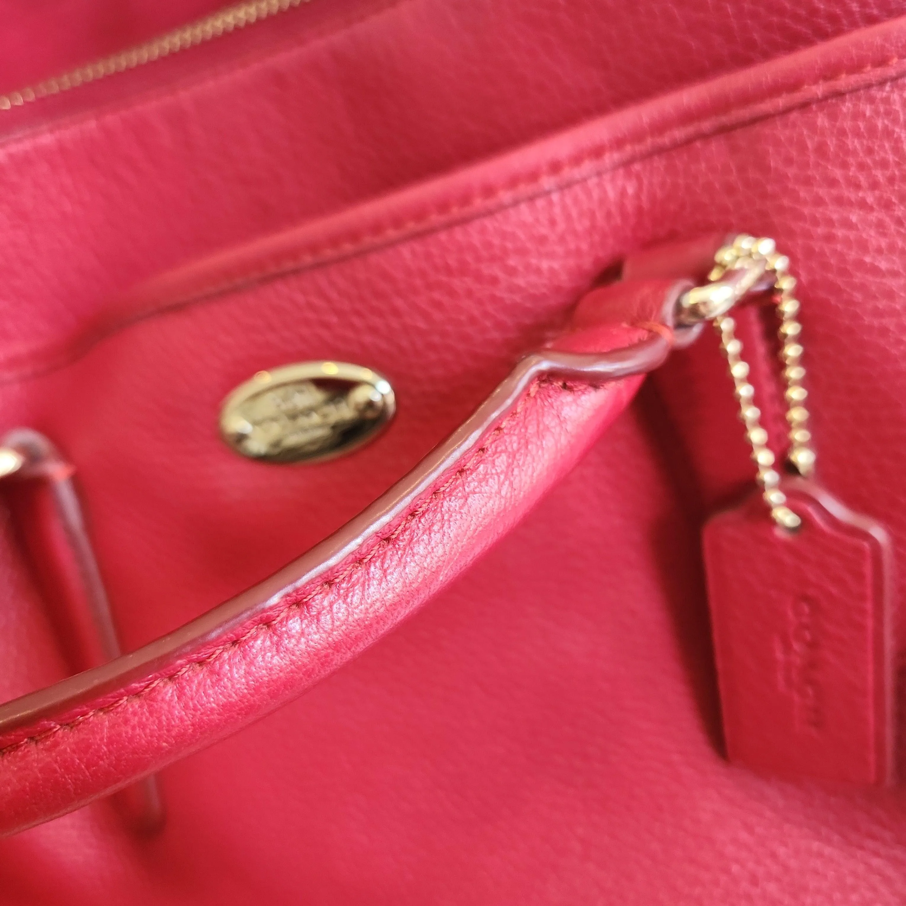 Pre-Loved Treasures - Coach Red Pebbled Leather Tote