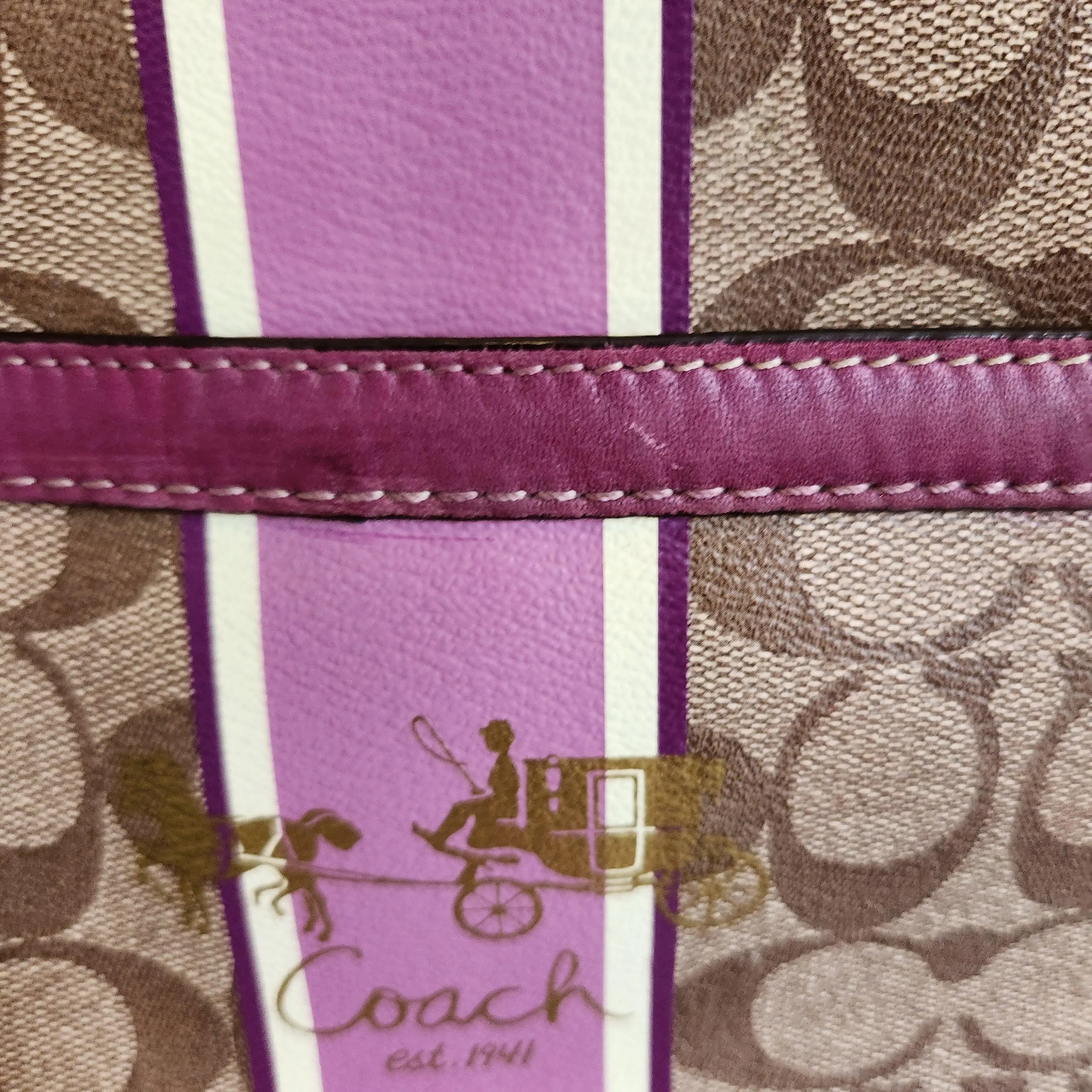 Pre-Loved Treasures - Coach Signature Heritage Stripe Tote Bag