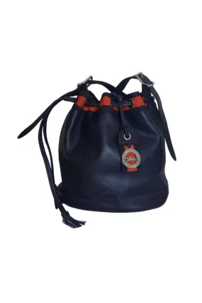 Pre-Loved Treasures - Longchamp Navy Blue Leather Drawstring Shoulder Bag