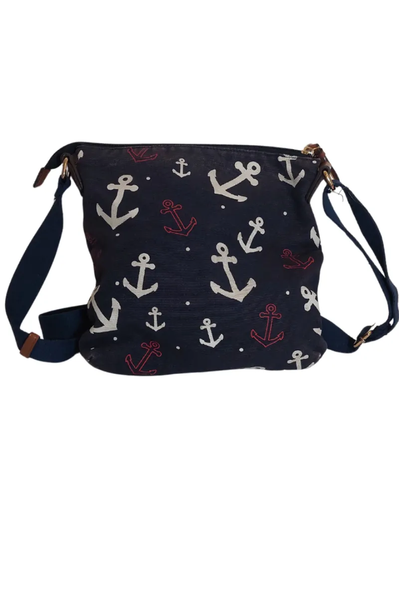 Pre-Loved Treasures - Tommy Hilfiger Canvas Anchor Print Crossbody Bag