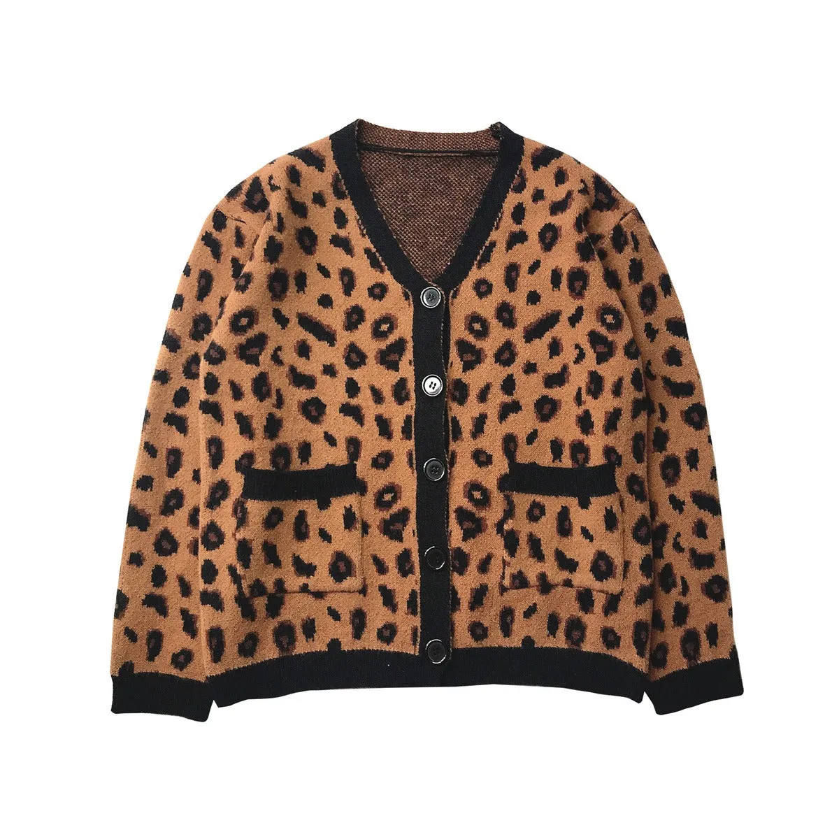 Pre Order:  Leopard Print Casual Retro Knitted Cardigan