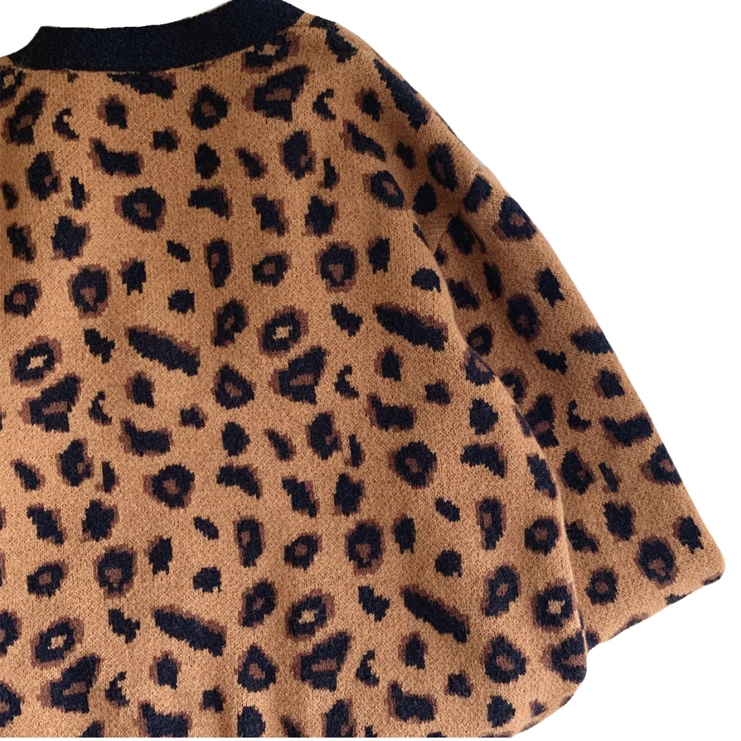 Pre Order:  Leopard Print Casual Retro Knitted Cardigan