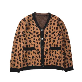 Pre Order:  Leopard Print Casual Retro Knitted Cardigan