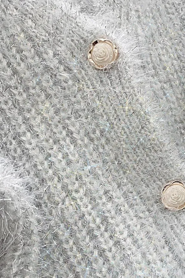 Pre Order:  Silver Thread V-Neck Oversized Knitted Cardigan