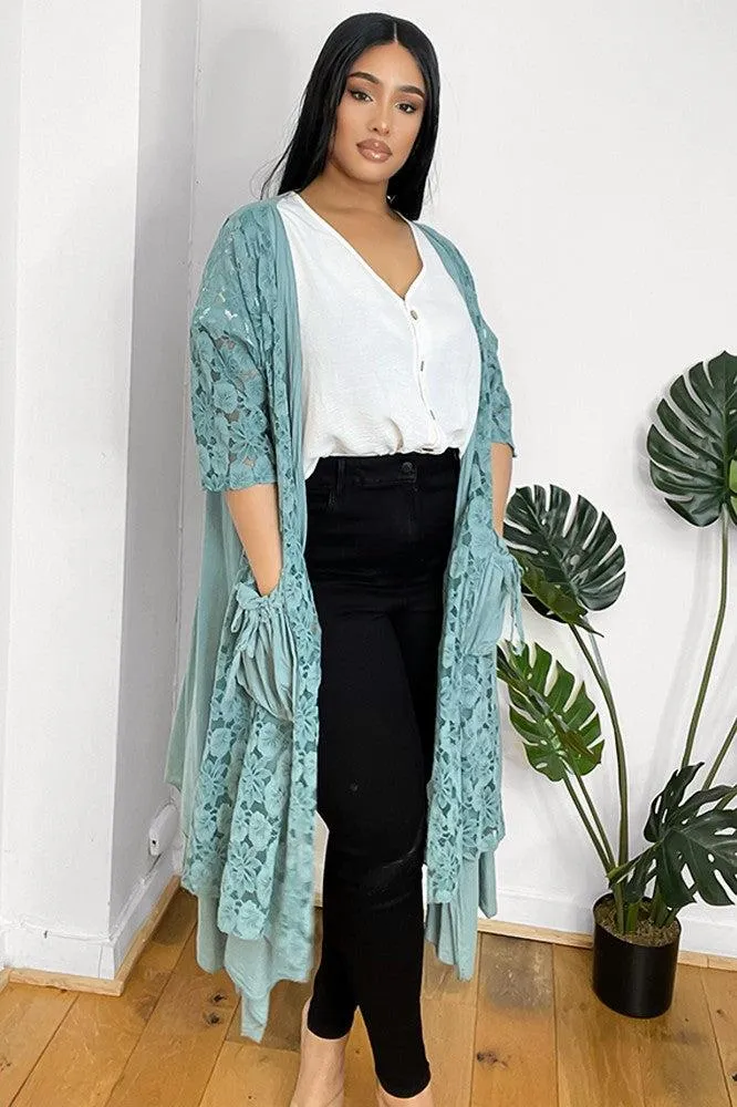 Pure Cotton Lace Overlay Cardigan