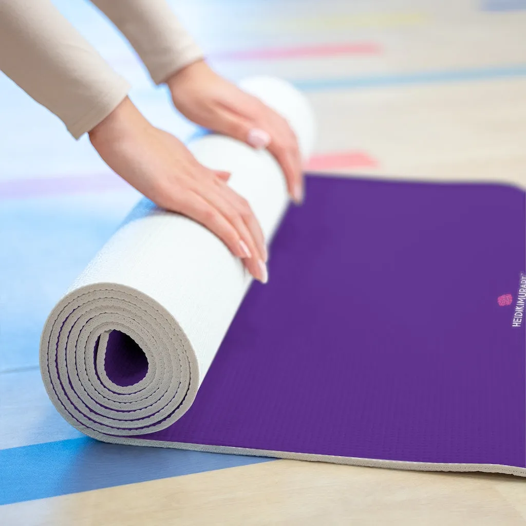 Purple Foam Yoga Mat, Bright Dark Purple Solid Color Best Lightweight 0.25" thick Mat - Printed in USA (Size: 24″x72")