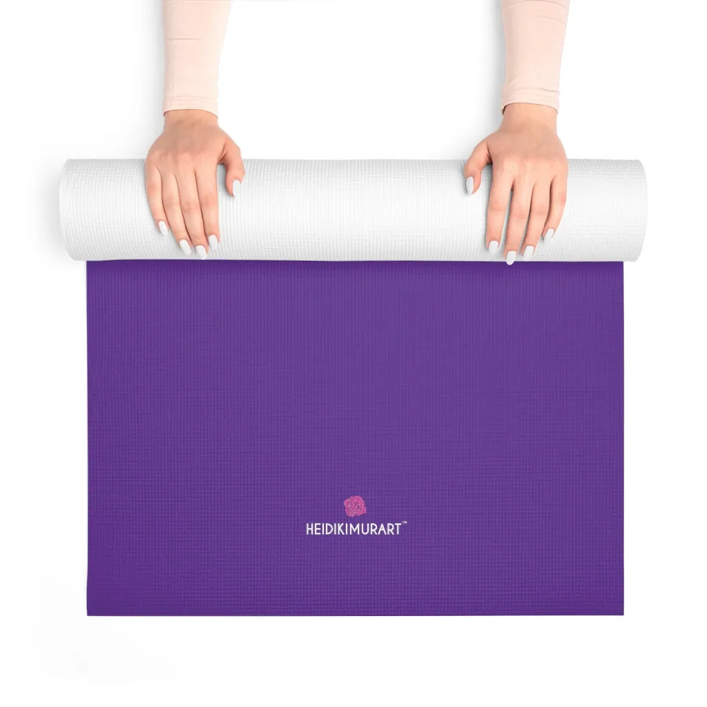 Purple Foam Yoga Mat, Bright Dark Purple Solid Color Best Lightweight 0.25" thick Mat - Printed in USA (Size: 24″x72")